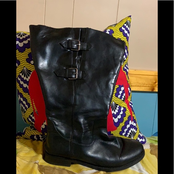 Simply Be Shoes - Simply Be Knee high black leather wide calf boots